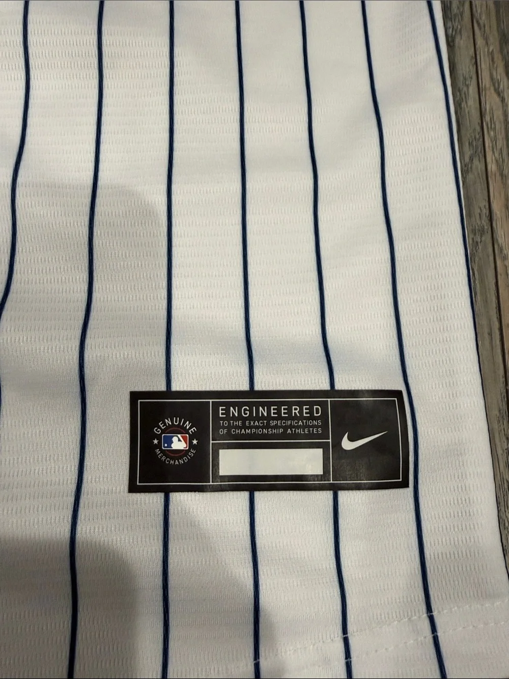Nike White Pinstripe Yankees Jersey Custom with Blue Rhinestone Logo #99 #Rare